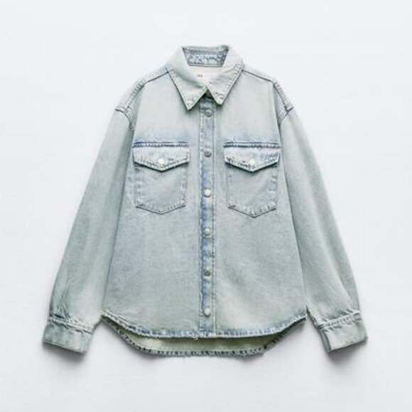 Zara Light Blue Oversized Denim Jacket XS / S - Picture 1 of 4